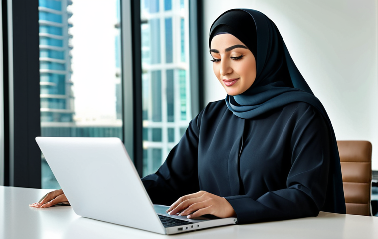 고객 여정 맵을 통한 고객 이탈 방지 전략 - **

"A professional Arab businesswoman in a modest, elegant abaya and hijab, working on a laptop in ...