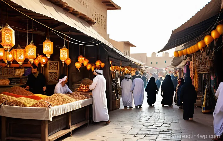 고객 여정 맵을 활용한 경쟁사 분석 - **Prompt 1: Vibrant Arabian Souk Life**
    A wide shot of a bustling traditional Arabian souk, fill...