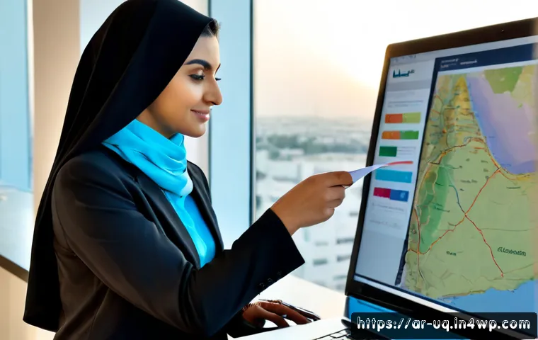 마케팅 자동화를 위한 고객 여정 맵 활용 - Photorealistic modern marketing workspace in an Arabic-speaking Gulf city, a confident Arab business...